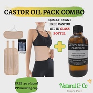 Pure Cold Pressed Castor Oil Pack Combo (250ml Pure Cold Pressed Castor Oil in Amber Glass Bottle + 