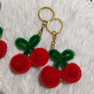 Cherry Fuzzy Wire Keychain