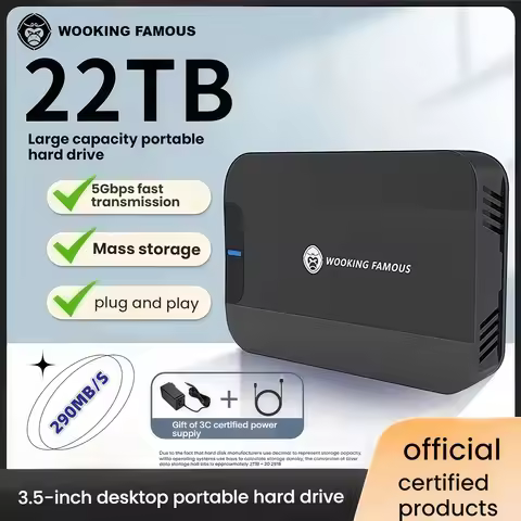 16TB 20TB External Hard Drive USB 3.0 Type-C HDD, Large Capacity Metal Case Desktop HDD for PC Lapto