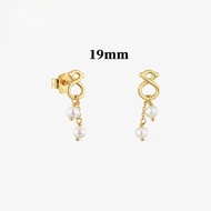 TOUS 9 Kt Gold Long Earrings Bear Motif And Cultivated Pearls Suitable For Women Birthday Gift Valen