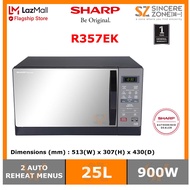 SHARP MICROWAVE OVEN R357EK 25L / TOUCH CONTROL / 900W / REHEAT / DEFROST (MIRROR GLASS DOOR)