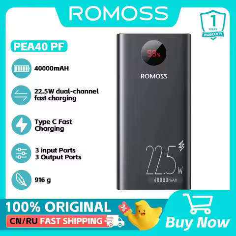 ROMOSS Powerful Power Bank 40000mAh 22.5W Type C Fast Charger External Battery for Smartphones Xiaom
