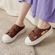 Paidal x Pompompurin 布丁狗畫家厚底休閒鞋帆布鞋穆勒鞋-咖啡