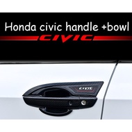 ZERUI Honda Civic 2016-2021 FC มือจับประตูฝาครอบคาร์บอนไฟเบอร์