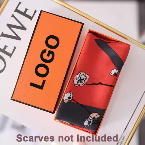 5 pcs custom logo Silk scarf gift package box Small silk scarf square scarf hardcover gift box weddi