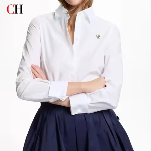 CH Brand Button Down Shirt Long Sleeve Turn Down Collar Office Blouse For Women Formal Work Top 2026