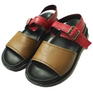 二手MARNI義大利製造顏色皮革綁帶涼鞋，SAMR000501LV817，40 碼（25-25.5 公分）， MARNI/RED。