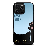 Hybrid Softcase Casing Case iphone 17 16 15 14 13 12 11 Pro Max Plus Mini Air SE Cute Black Cat Paw 