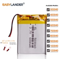 JST1.0mm 2Pin 3.7V 303040 403040 503040 603040 703040 803040 903040 103040 123040 Lithium Lipo Li-io