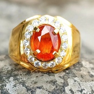 Cincin Batu Orange Safir Paparaca Top Kristal Super Mewah Asli Original