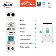Jiuji 63A WiFi Smart Meter Switch KWh Monitoring Timer Relay MCB For Tuya Circuit Protection