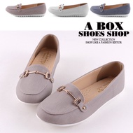Checked Shop * [KNGE8822] Latex Insole 2CM Casual Shoes Classy Versatile Metal Buckle Flat Round Toe