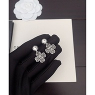 Platinum Camellia Earrings Brass Material U7HA