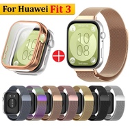 Milanese Steel Huawei Watch fit 3 Strap Case Stainless Steel Huawei fit 3 Strap Full Covered Soft Hu