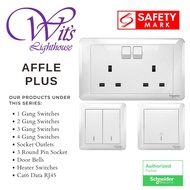 Schneider Affle Plus Switch Socket Safety Mark Water Heater Door bell CAT6 Data RJ45 / 1/2/3/4 Gang 