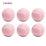 [Lohobby] 6 Pieces Pink Tennis Ball Chemical Fiber Fuzzy Tennis Ball Standard Shape Training