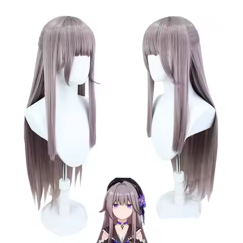 Honkai Star Rail Herta Cosplay Wig Gray-purple Straight Long Wig High Heat Resistant Synthetic Wigs