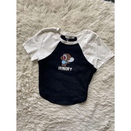 [Ready Stock] Jerry Hungry Top - 2chances.co Jerry Hungry Printed Cute Crop Top Jerry饿了撞色拼色上衣