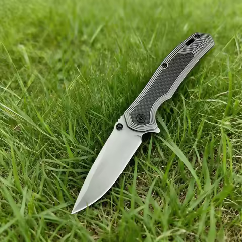 New KS 8310 8Cr13Nov Steel Folding Knife Aluminum + Carbon Drill Handle Outdoor Trainer Tanto Pocket