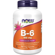 NOW Foods Supplements, Vitamin B-6 (Pyridoxine HCl) 100 mg, Cardiovascular Health, 250 Veg Capsules