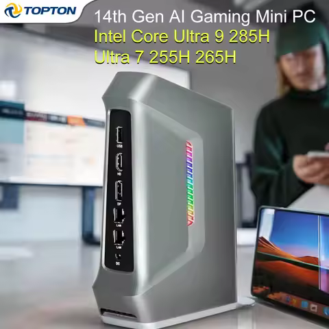 F12 AI Gaming Mini PC, Intel Core Ultra 9 285H/Ultra 7 255H, Thunderbolt 4, 2x DDR5, 2x PCIe, High-P