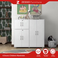 【FREE SHIPPING】ZESSO [15mm thickness wood 6 DOORS Children Wardrobe /Wardrobe/Baby Locker/Kid Wardro