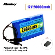 Aleaivy 12V 20000mah portable super rechargeable lithium-ion battery pack, DC 12.6V 20Ah camera spea