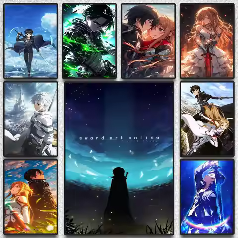 Anime Sword Art Online Kirito Asuna Wall Poster HD Canvas Living Room Decor