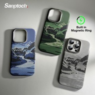 Sanptoch For Magnetic Pixel Mountain & River Phone Case For iPhone 16 15 / 14 / 13 Pro Max Matte Car