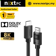 UGREEN HDMI Cable VER 2.1 8K Nylon Braid Dolby Vision &amp; Atmos 1M / 2M (BLACK) / 1 Year Warranty