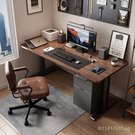 Smart Adjustable Desk Home Work Desk Computer Desk Walnut Color Standing Adjustable Electric Bedroom