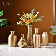 LILY Creative Gold Glass Vase Nordic Flower Vase Glass Vase Retro Glass Vase Home Decor Ornaments Modern Flower Bottle