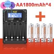 Yonii N4 1.2V AA เครื่องชาร์จแบตเตอรี่ ถ่านชาร์จ AA1800mAh ชาร์จถ่าน AAA ที่ชาร์จ 4 ช่อง(เปลี่ยน 1.5
