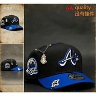 High-Quality NEW  ERA atlanta braves black with blue Versatile Curved Brim Sunshade, Unisex Embroide