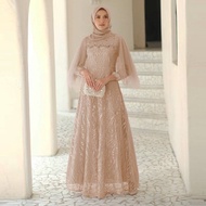 Baju Gamis Wanita Dress Muslim Brokat Syari Gaun Pesta Kondangan