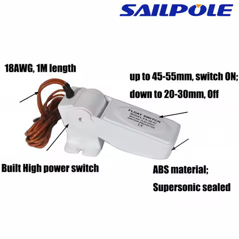 New Design Automatic Electric Water Pump Switch DC 12-24-32V Boat Marine Bilge Pump Max 20A Float Wa