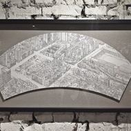 萬華龍山寺手繪地圖. 美術紙, 有框