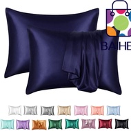 BAIHEE 2pcs Silky Pillow Cover, Envelope Closure 20" x 26" Silk Satin Pillowcase, Soft Comfortable B