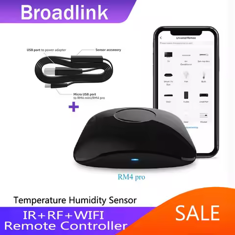 BroadLink RM4 Pro Version Wireless Universal Remote Hub with HTS2 Temp and Humidity Sensor Smart Hom