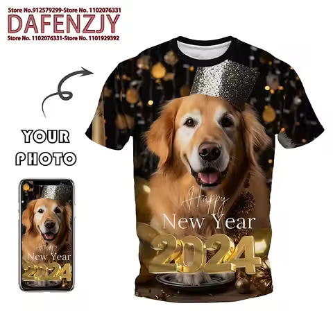 Custom Funny Pet Photo 3D All Over Printed T Shirt For Men/women Fashion Y2k Hip Hop Short Sleeve Ha