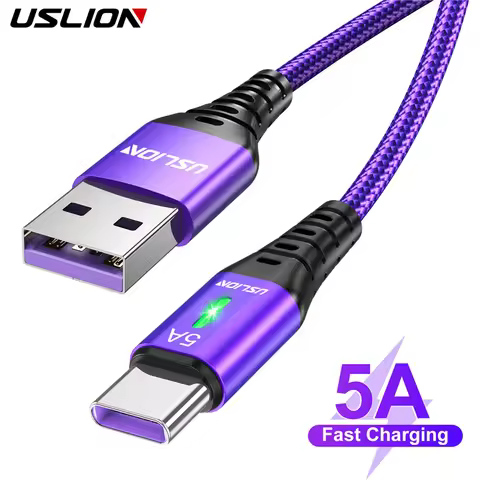 USLION 2m Fast Charge 5A USB C Type C Cable For Samsung S22 S20 S9 Xiaomi Huawei P40 Pro Mobile Phon