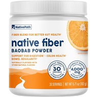 NativePath Organic Baobab Prebiotic Fiber Powder - Digestive Health Supplement - Natural Orange Flav