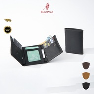 Euro Polo Crazy Horse Full Grain Leather Vertical Tri-Fold Classic Men’s Snap Button Wallet - EWB 40