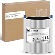 Musslan 511 Replacement Filter Compatible with Blueair Blue Pure 511 Air Purifier, Blue air Filter Replacement, H13 True HEPA Filters with Particle and Activated Carbon Replacement Filter, 1 Pack