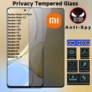Privacy Film Tempered Glass Xiaomi Redmi 14C 13C 8/9A/9C/9T 10 12C Redmi Note 13 Pro  Screen Protect