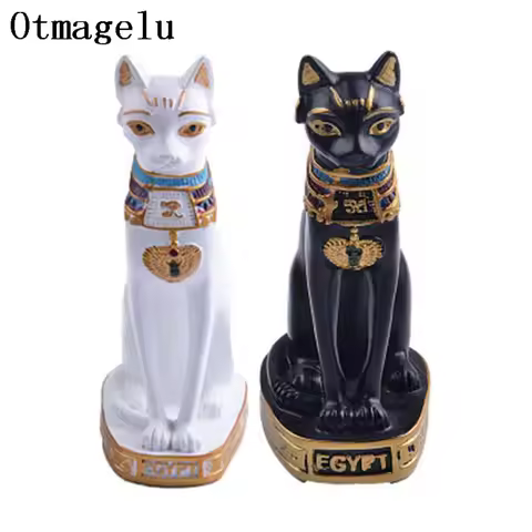 Vintage Egypt Cat God Statue Resin Figurines Collectible Crafts Cat Decor Ornaments Accessories for 