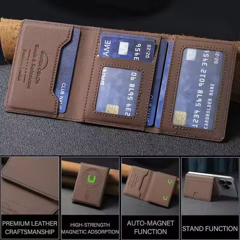 Artificial leather credit card magnetic elastic wallet(5 card slot)with strong magnetic accessories 