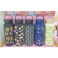 1000ML THERMOS BOTTLE TUMBLER TAHAN SEJUK DAN TAHAN PANAS FLOWER PRINTED WATER BOTTLE PORTABLE STAIN