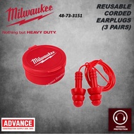 Milwaukee hand tools 48-73-3151 Reusable Corded Earplugs (3 pairs) 『Ready Stock』