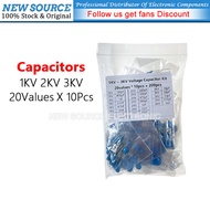 [200pcs/20 Values] 1KV 2KV 3KV  High Voltage Ceramic Capacitors Kit 18PF 100PF 33PF 470PF 220PF 1NF 